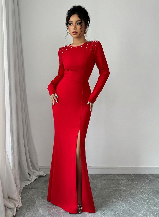 Take Two Women Maxi Dress with Pearl Embellishments - Image 1