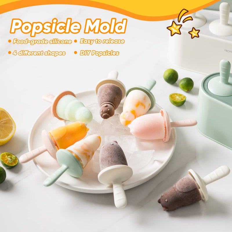 WYOK Popsicle Mold Set 4 Pieces Homemade Silicone Popsicle Maker Easy Release Ice Cream Molds Reusable Diy Pop Molds (Ice World  Blue) - Image 2
