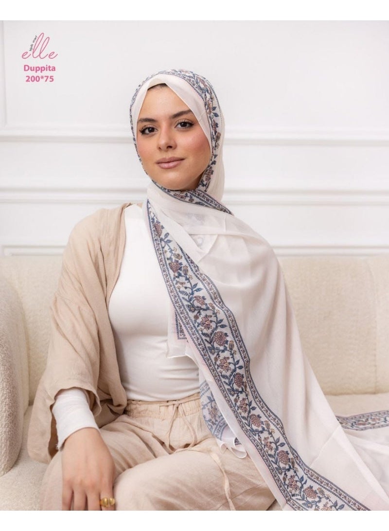 ايل طرحة وشاح حجاب إسلامي دوبتا  فاخر للنساء – طرحة فخمة وانيقة للمناسبات والاستخدام اليومي -  مقاس (200 سم × 75 سم)