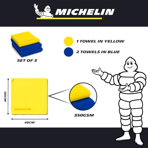 MICHELIN 350 GSM Pack of 3 (40x40 cm) Microfiber Cleaning Cloth for Car | Soft, Lightweight & Super Absorbent | Lint-Free, Scratch-Free & Quick-Drying Cleaning Towel for Car, Bike & Glass - Image 3
