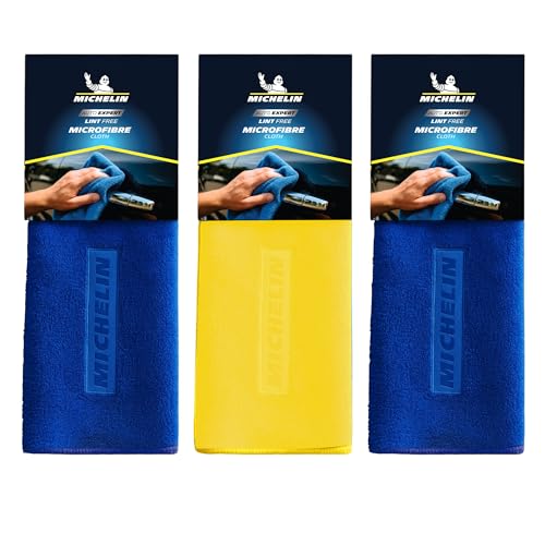 MICHELIN 350 GSM Pack of 3 (40x40 cm) Microfiber Cleaning Cloth for Car | Soft, Lightweight & Super Absorbent | Lint-Free, Scratch-Free & Quick-Drying Cleaning Towel for Car, Bike & Glass - Image 1