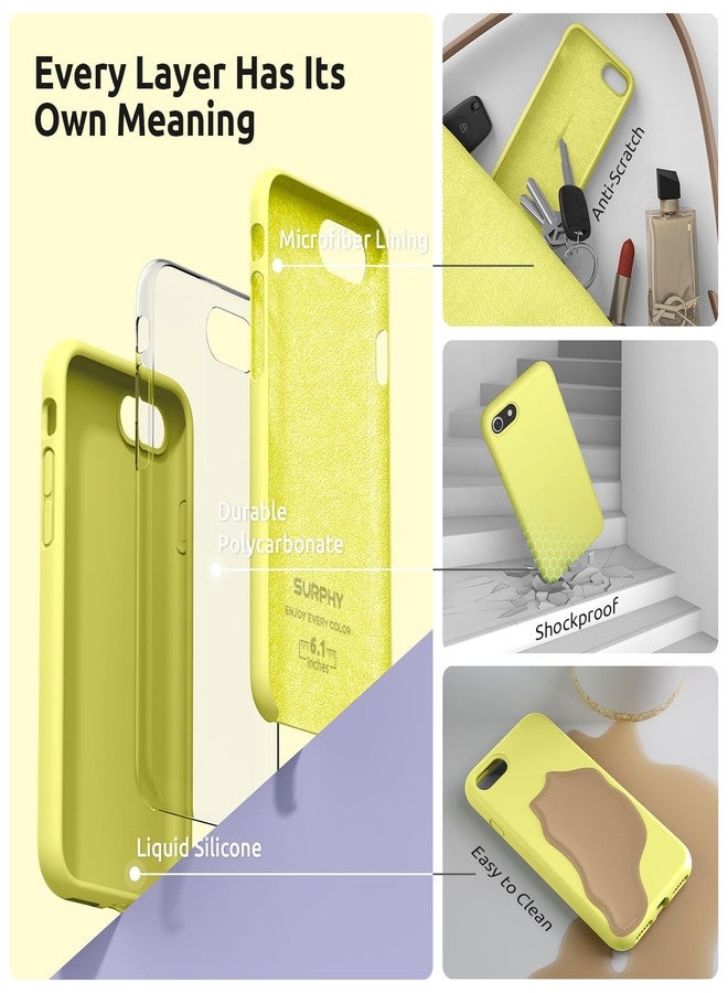 جراب SURPHY مصمم خصيصًا لهواتف iPhone SE و iPhone 8 و iPhone 7، جراب سيليكون سائل لهواتف iPhone SE الجيل الثالث والثاني SE 2022 SE 2020، لون أصفر - Image 5