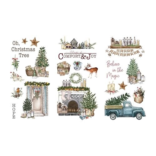Thymeless Designs Rub on Transfers for Crafts and Furniture | 3 Design Sheets 6”x 12” | Home Decor Transfers | Furniture and Craft Decals | by Thymeless Designs (Comfort and Joy) - Image 1