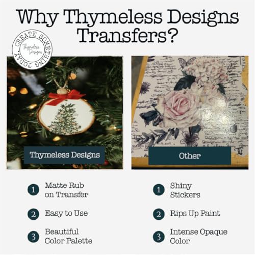Thymeless Designs Rub on Transfers for Crafts and Furniture | 3 Design Sheets 6”x 12” | Home Decor Transfers | Furniture and Craft Decals | by Thymeless Designs (Comfort and Joy) - Image 2