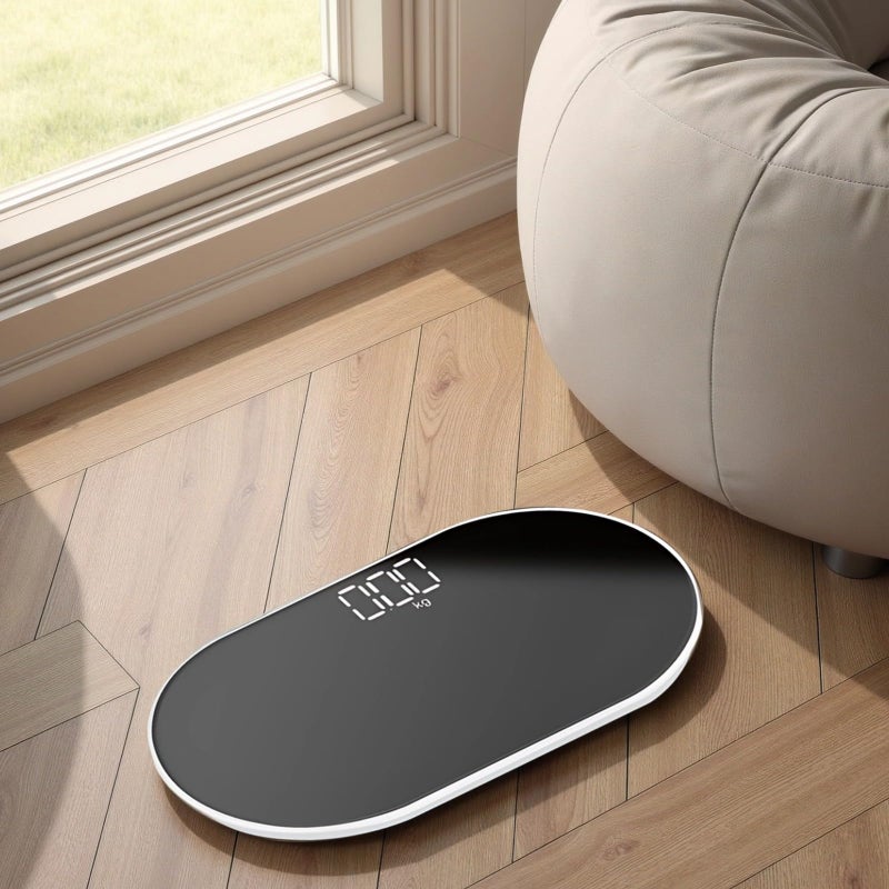 Portable Digital Smart Bathroom Scale Gray Tempered Glass Compact USB Charging - Image 5