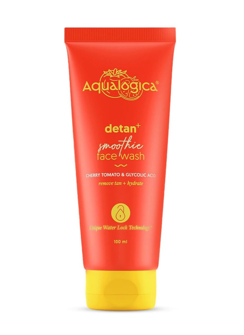 Aqualogica - Aqualogica Detan+ Smoothie Face Wash with Cherry Tomato and Glycolic Acid Facial Cleanser Gently Cleanses and Reduces Tan 100 ml - Image 1