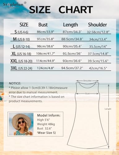 SimpleFun Green Dresses for Women Casual Summer Sleeveless Sundresses Flowy Short Dress with Pockets Green Leaf 2,M - Image 5
