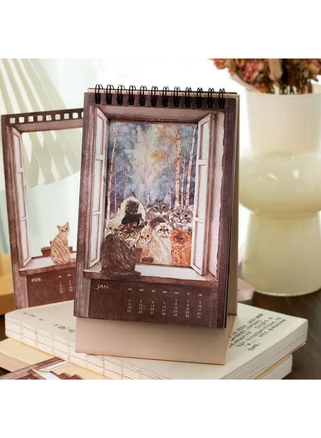 2026 Many Dogs Cut Out Design 12 Piece Desk Calendar With Creative Animal Background - Image 4