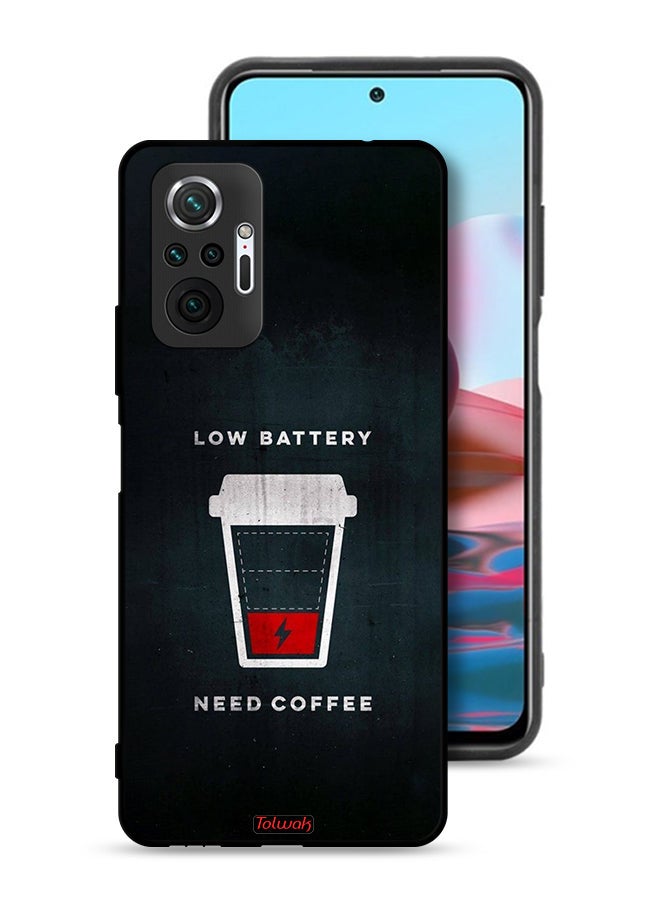Tolwak Xiaomi Redmi Note 10 Pro 4G Protective Case Cover Low Battery Need Coffee - Image 1