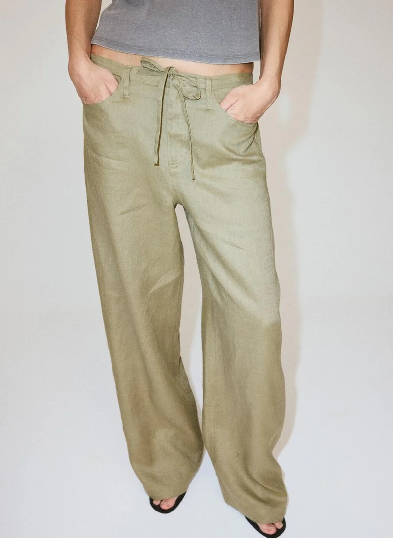 مانجو Bow Linen Pants