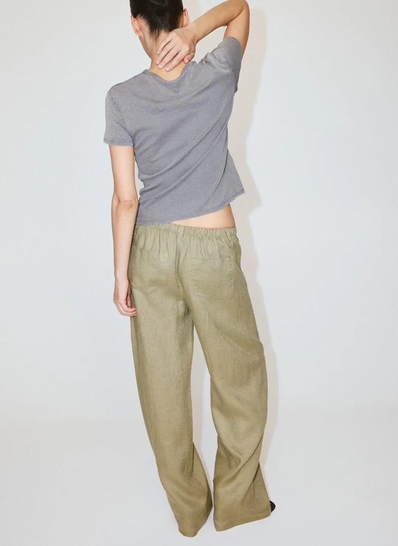 مانجو Bow Linen Pants
