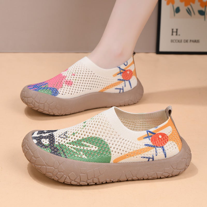 Women's Ethnic Print Breathable Slip On Shoes - Image 3