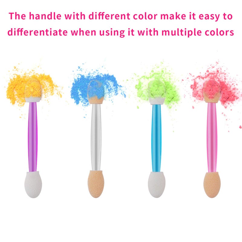 Cuttte 120PCS Disposable Dual Sides Eye Shadow Sponge Applicators with Container, 4 Colors Eyeshadow Brushes Makeup Applicator - Image 3