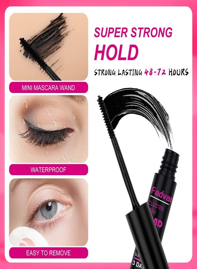 FADVAN غراء رموش الكلاستر، ماسكارا لاصق رموش لاصقة فردية تدوم طويلاً مقاومة للماء خالية من اللاتكس تثبيت قوي لمدة 72 ساعة لتطبيق رموش DIY بواسطة FADVAN (أسود، 5 مل) - Image 3