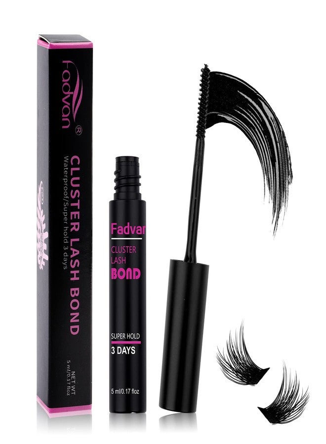 FADVAN غراء رموش الكلاستر، ماسكارا لاصق رموش لاصقة فردية تدوم طويلاً مقاومة للماء خالية من اللاتكس تثبيت قوي لمدة 72 ساعة لتطبيق رموش DIY بواسطة FADVAN (أسود، 5 مل) - Image 1