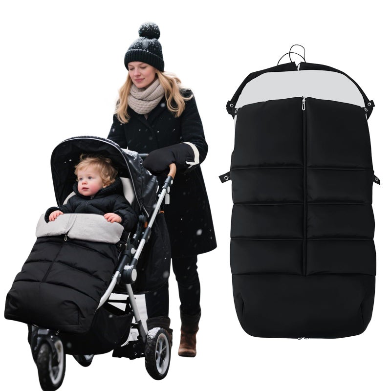 KAKIBLIN Stroller Footmuff, Baby Footmuff for Stroller, Universal Bunting Bag for Babies Compatible with Most Strollers,Waterproof, Winter Sleeping Bag for Newborn to Toddler (105x46cm) - Image 1