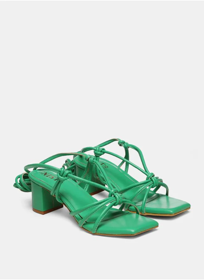 جنيست Tie Up Knot Strap Block Heel Sandals by Styli