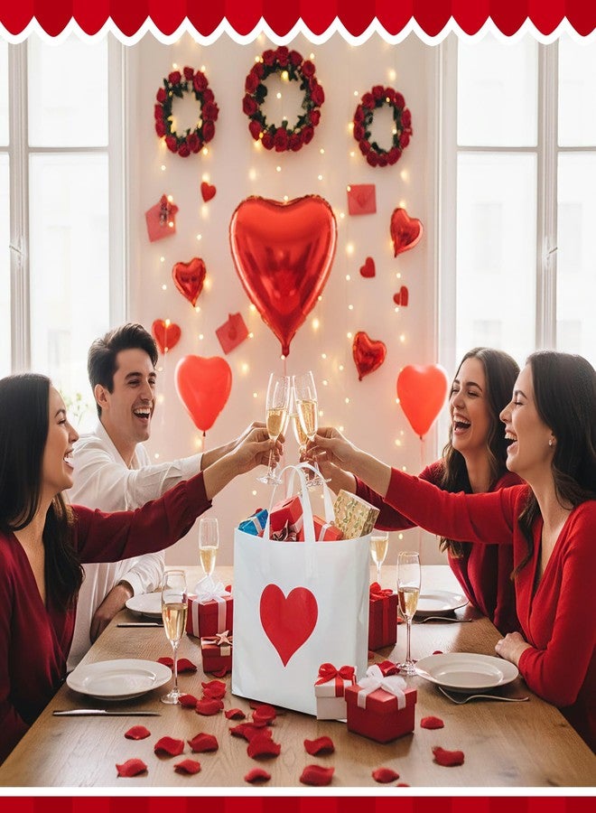 Wesnoy أكياس تسوق بلاستيكية من ويسنوي، 100 قطعة، لعيد الحب، أكياس هدايا كبيرة الحجم 10 × 13 بوصة بمقبض، أكياس هدايا عيد الحب على شكل قلب، أكياس تسوق قابلة لإعادة الاستخدام لمستلزمات حفلات عيد الحب (أحمر) - Image 4