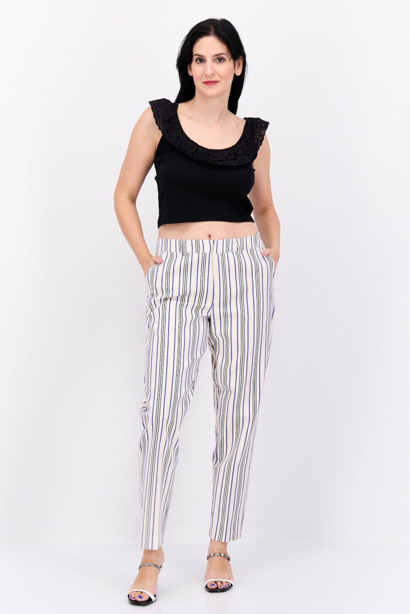 Scotch & Soda Women Regular Fit Stripe Lowry Slim Leg Pants, Multicolor - Image 2