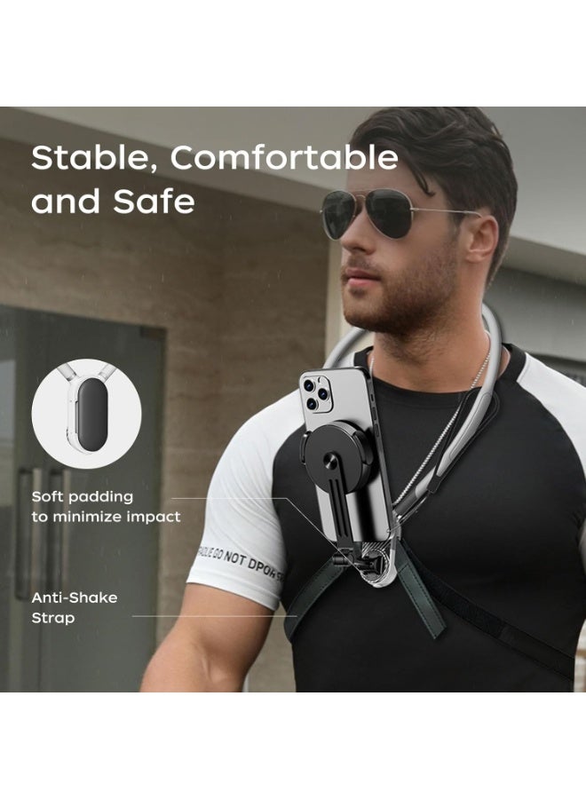 Magnetic Neck Mount for Phones, POV Phone Holder Hand Free Chest Stand Video Recording Vlog for iPhone 16 15 14 13 Android Phones - Image 4