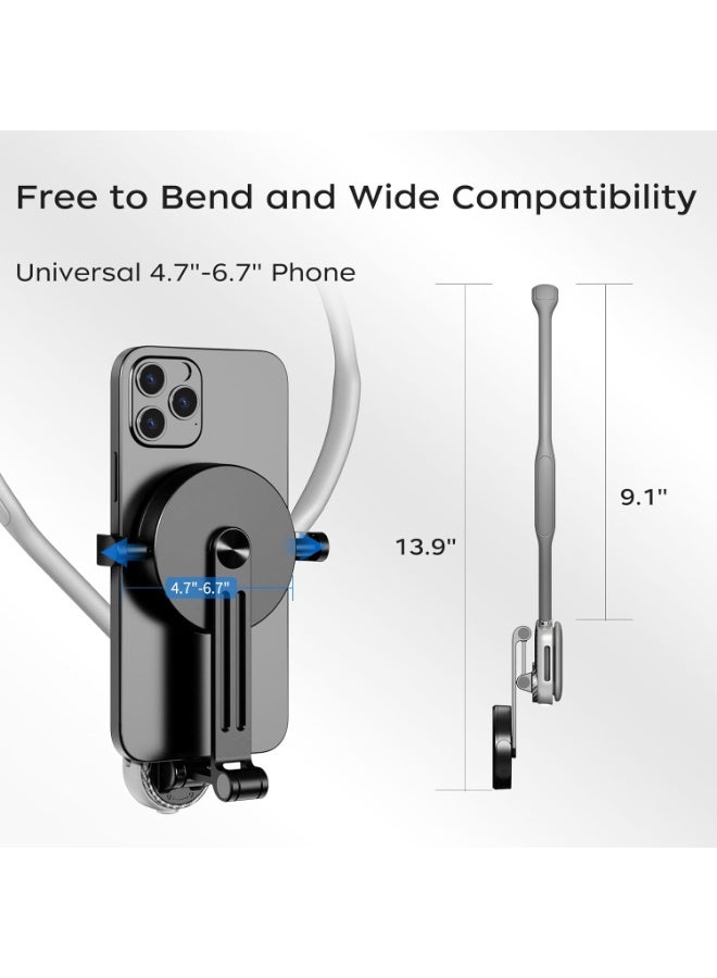 Magnetic Neck Mount for Phones, POV Phone Holder Hand Free Chest Stand Video Recording Vlog for iPhone 16 15 14 13 Android Phones - Image 3