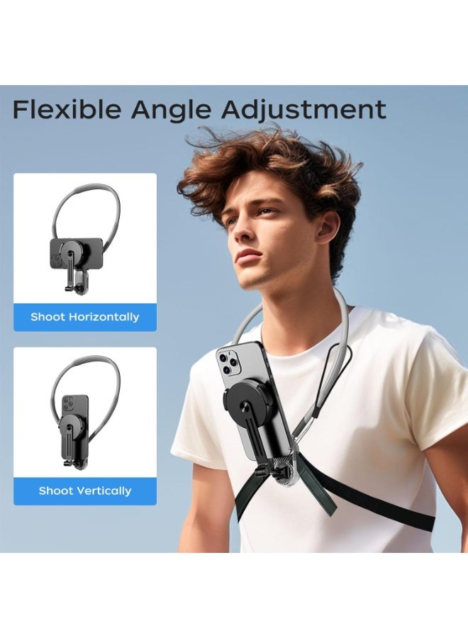 Magnetic Neck Mount for Phones, POV Phone Holder Hand Free Chest Stand Video Recording Vlog for iPhone 16 15 14 13 Android Phones - Image 5