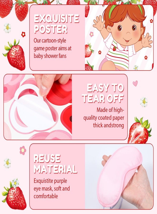 Faccito Strawberry Baby Shower Game Set Pin The Pacifier Games Include Sweet Poster Blindfold 24 Pacifier Stickers for Sweet Strawberry Birthday Party Decorations Baby Shower Activities Supplies - Image 4