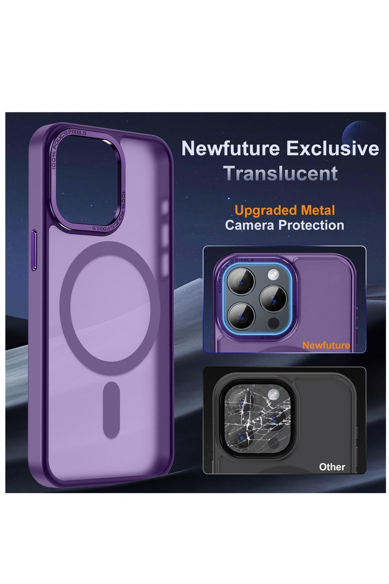 for iPhone 16 Pro Magnetic Case, Compatible with MagSafe, [Shockproof Military Grade Protection] Translucent Frosted Back Case, Ultra Strong Phone Protective Cover with Powerful Magnet for Apple 16 Pro (2024)(Purple) - Image 4