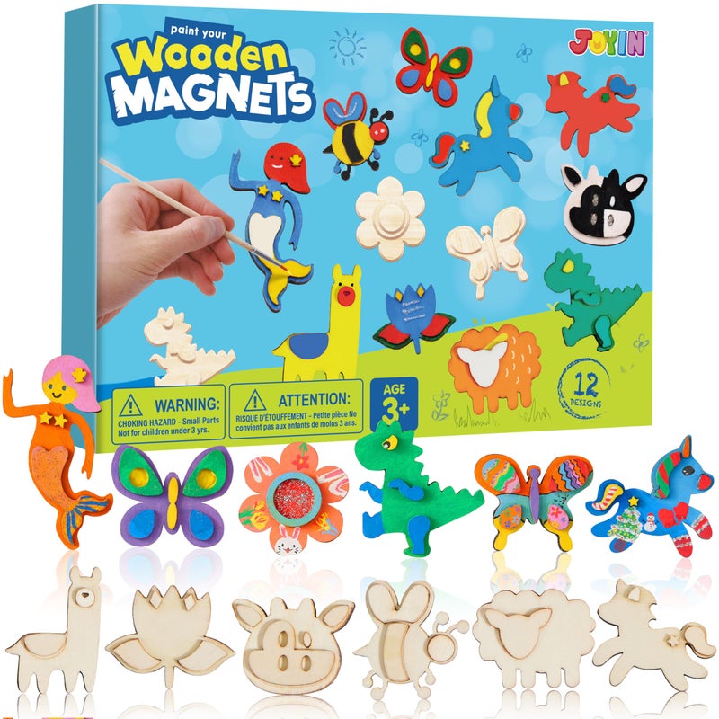 JOYIN 12 pcs Fantasy Wooden Magnets Kids Unicorn Painting Craft Spring and Rainy Day Activities School Art Projects Toys for Kids Aged 3 Birthday Easter - Image 2