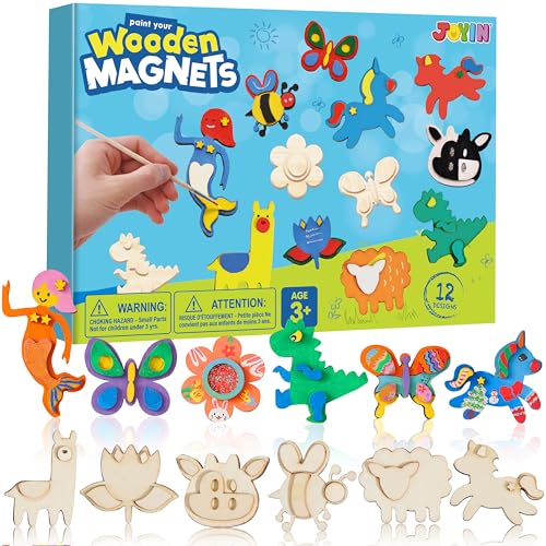 JOYIN 12 pcs Fantasy Wooden Magnets Kids Unicorn Painting Craft Spring and Rainy Day Activities School Art Projects Toys for Kids Aged 3 Birthday Easter - Image 1