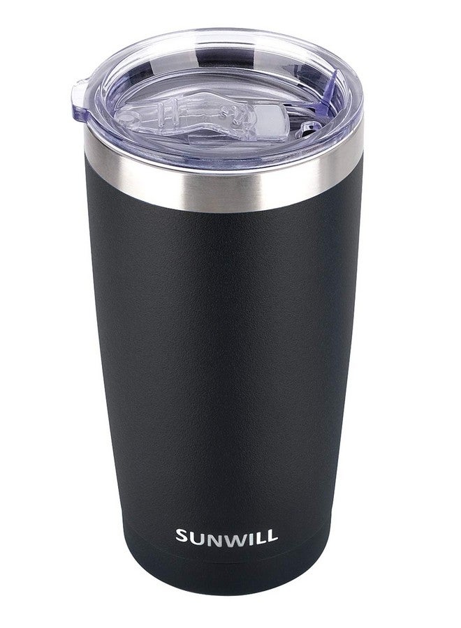 SUNWILL 20oz Tumbler with Lid, Stainless Steel Vacuum Insulated Double Wall Travel Tumbler, Durable Insulated Coffee Mug, Powder Coated Black, Thermal Cup with Splash Proof Sliding Lid - Image 1