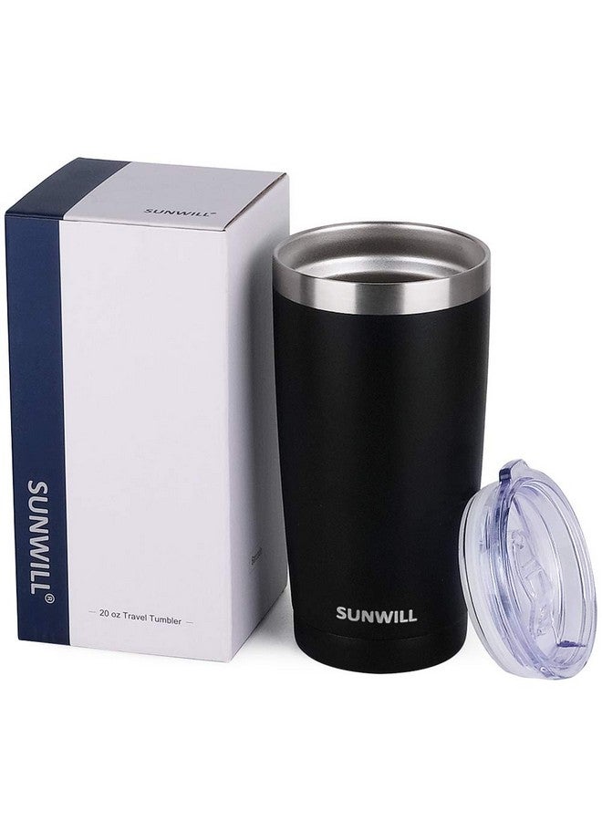 SUNWILL 20oz Tumbler with Lid, Stainless Steel Vacuum Insulated Double Wall Travel Tumbler, Durable Insulated Coffee Mug, Powder Coated Black, Thermal Cup with Splash Proof Sliding Lid - Image 3