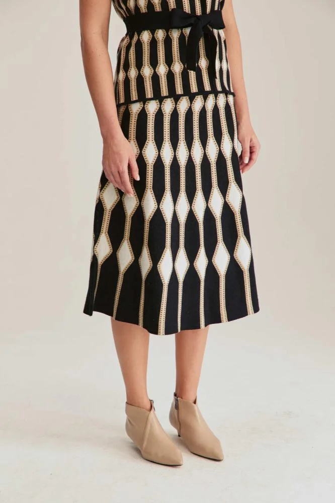 Tenda Midi Skirt with Geometric Patterns Multicolor