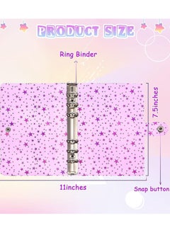 Gerenic 3 Pieces A6 Notebook Binder Cover Star PVC Soft 6-Ring Binder Cover with Snap Button Closure Loose Leaf Folder Notebook for Journal Planner Office Stationery Supplies  - Image 2