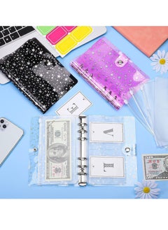 Gerenic 3 Pieces A6 Notebook Binder Cover Star PVC Soft 6-Ring Binder Cover with Snap Button Closure Loose Leaf Folder Notebook for Journal Planner Office Stationery Supplies  - Image 4