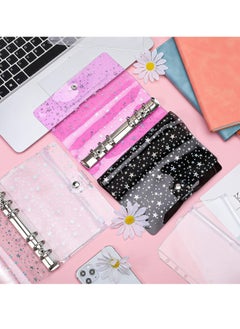 Gerenic 3 Pieces A6 Notebook Binder Cover Star PVC Soft 6-Ring Binder Cover with Snap Button Closure Loose Leaf Folder Notebook for Journal Planner Office Stationery Supplies  - Image 5
