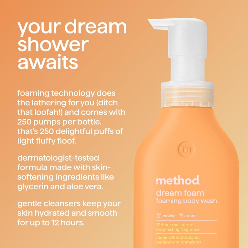 Method Dream Foam, Foaming Body Wash, Vetiver + Amber, 13.5 oz - Image 2