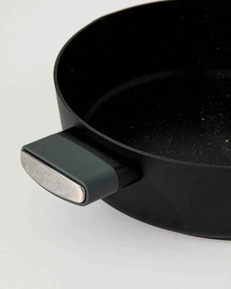 Redtag Grey Marble Non Stick Low Pot With Glass Lid (28Cm)