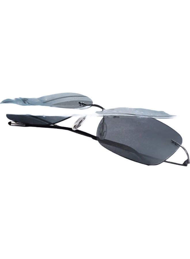 CAPONI Frameless Sunglasses Men Ultra-Light Photochromic Sunglasses Anti-Uv Polarized Driving Night Vision Glasses Anti-Glare - Image 2