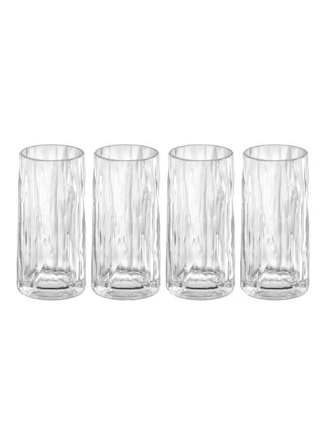 Koziol Highball Glass Transparent Club No 8 400ml, Polycarbonate (Pack of 4)