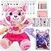DRAWMYTOY Stuffed Animal Coloring Plush Toy with 20 Washable Markers Laser Holographic Backpack Road Trip Car Game Writing Painting Set for Girls Doodle Dolls Kids Ages 36 BirthdayPink Bear - Image 2