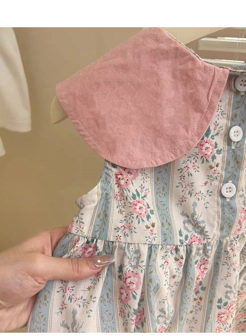 timo فستان صيفي صيني مزهر للفتيات، فستان أميرة عتيق وعصري للفتيات الصغيرات - Image 3