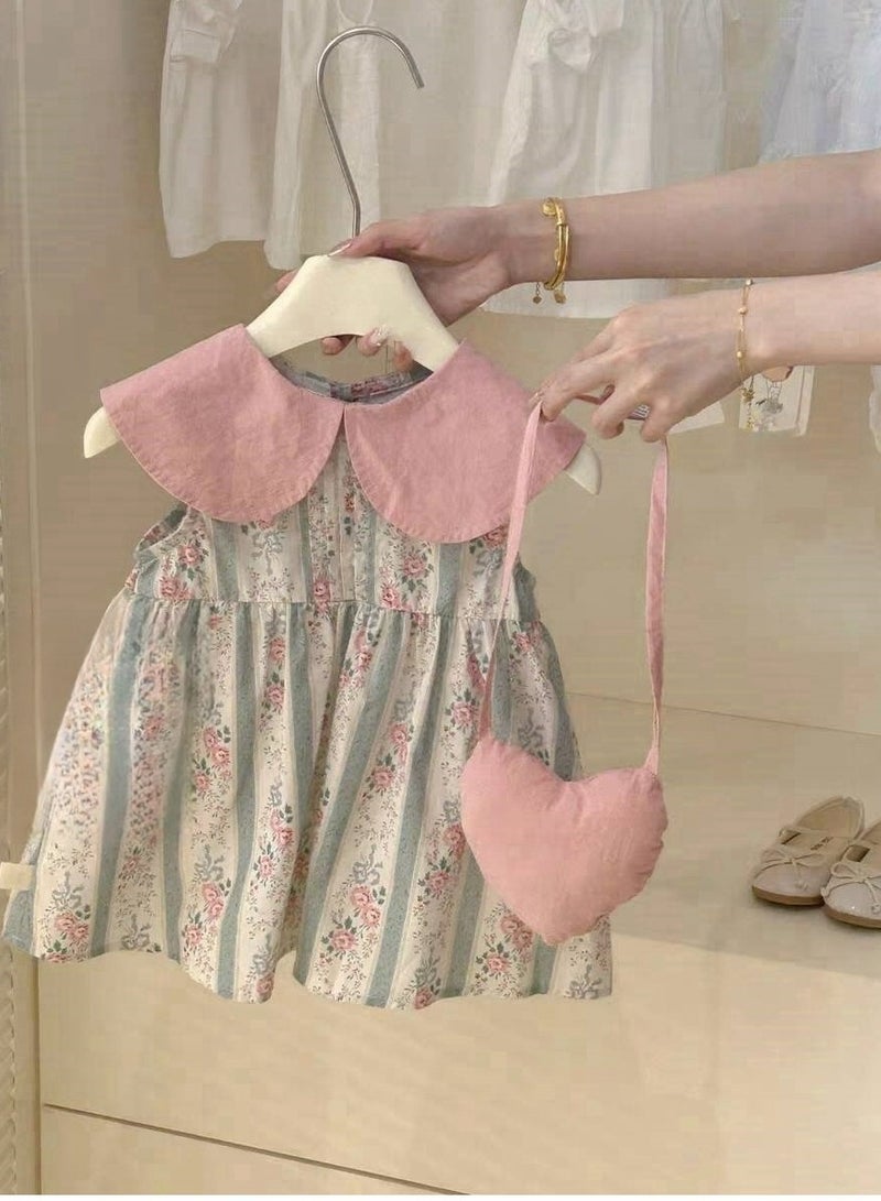 timo فستان صيفي صيني مزهر للفتيات، فستان أميرة عتيق وعصري للفتيات الصغيرات - Image 1