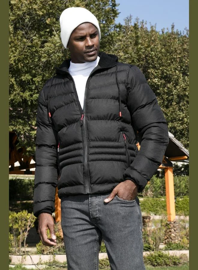 بوراتي جاكيت رجالي مبطن بقلنسوة وجيوب بقصة ضيقة من بوراتي