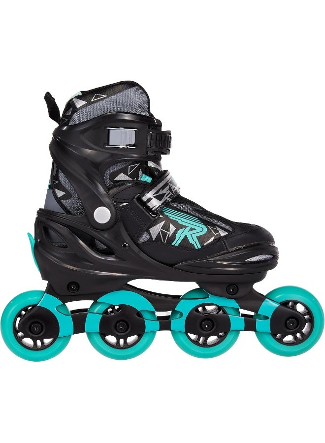 Roces MOODY Inline Skates – Black/Aqua | Adjustable Kids Skates with Comfortable Padding & Durable Frame - Image 2
