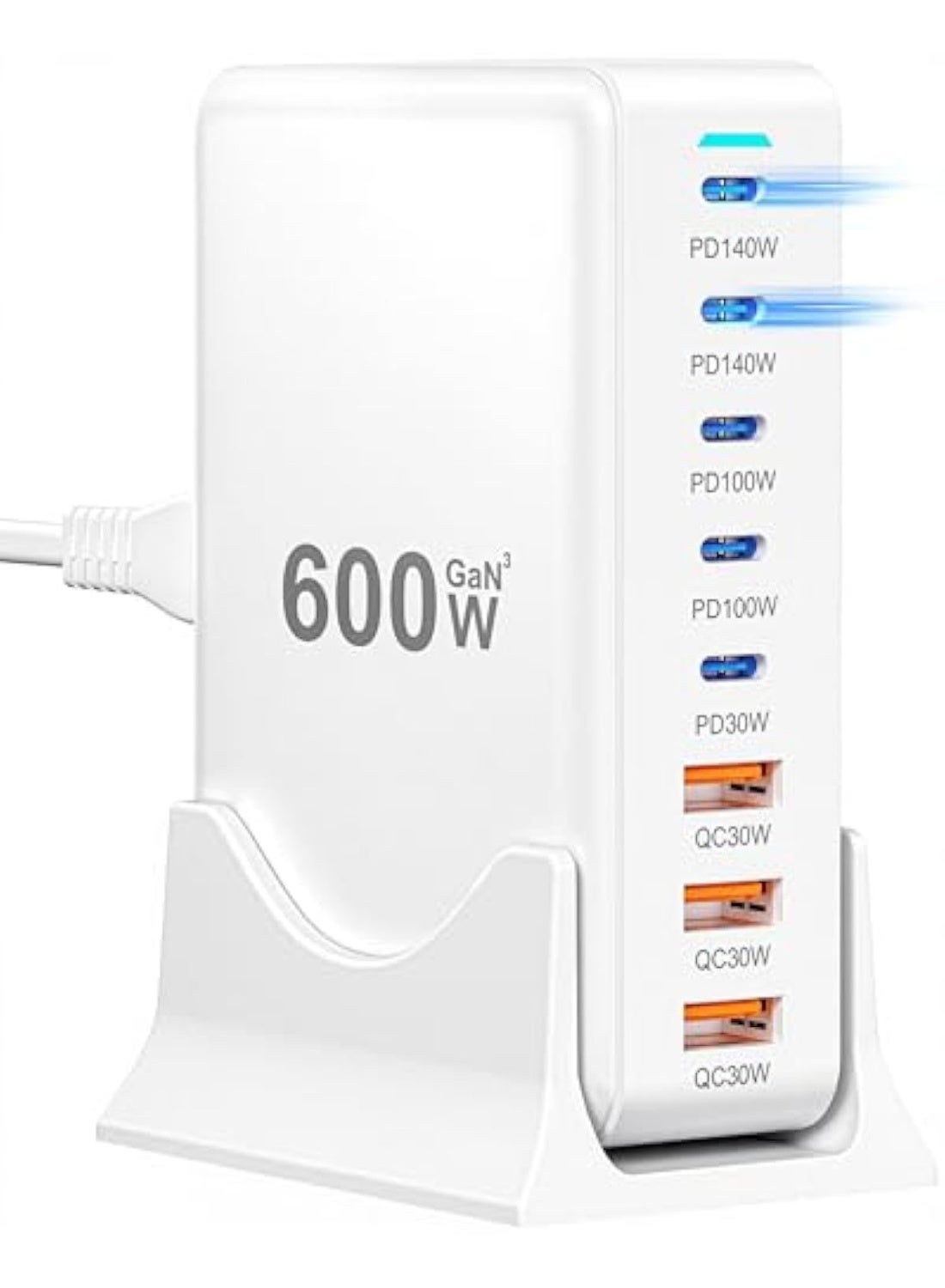 600W USB-C Charger - 140W Charging Station, 8-Ports 100W Fast GaN Charger Compatible with MacBook Pro16, Laptop, iPhone 17/16/15, Samsung Galaxy S25