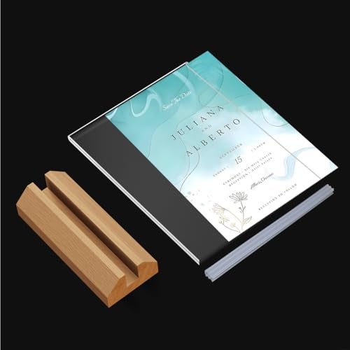 QLKGWEA 3 Pack Acrylic Sign Holder 8.5 x 11 Inch with Wood Base,Signs Stand for Menu Flyer Display, Table Clear Plastic T Shape Holder for Stores, Restaurants, Hotels, Office - Image 4