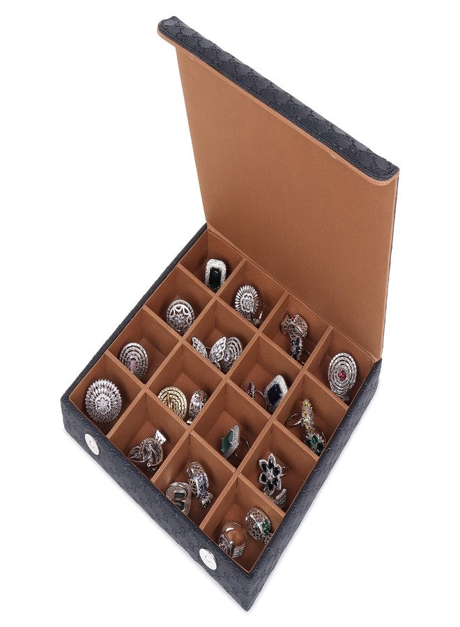 essart PU Leather Jewelry Box for Women Girl Portable Storage Box Case with Dividers Container for Rings, Earrings, Necklace Home Organizer in Black Colour - Image 1