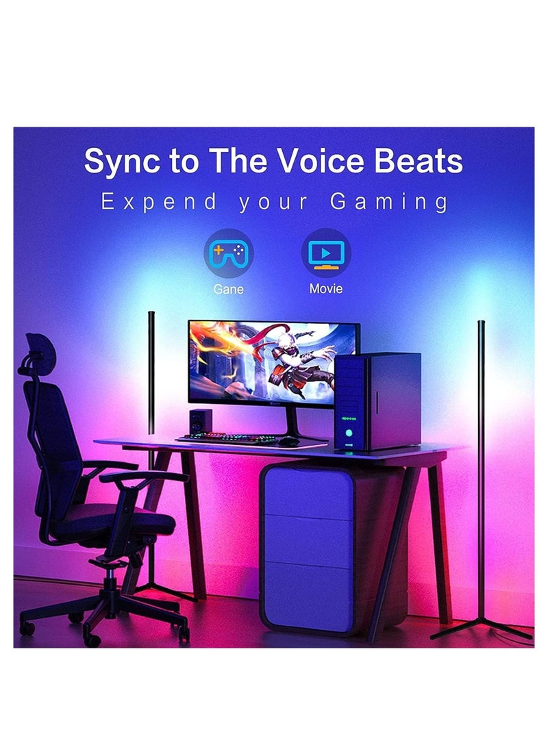 Corner Floor Lamp, RGB Color Changing Corner Lamp, Smart LED Floor Lamp Controlled by APP&Remote with Reactive Music Mode and DIY Mode, - Image 5