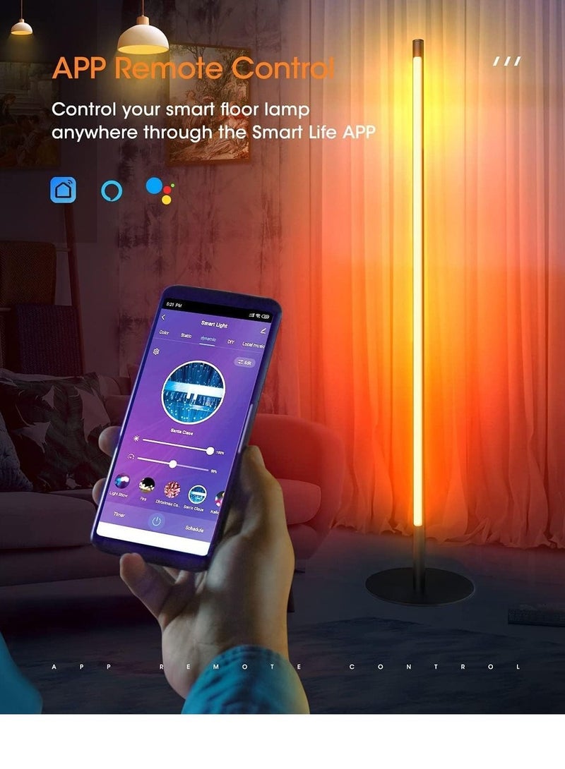 Corner Floor Lamp, RGB Color Changing Corner Lamp, Smart LED Floor Lamp Controlled by APP&Remote with Reactive Music Mode and DIY Mode, - Image 3